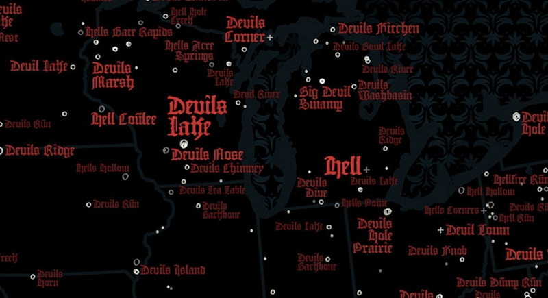 Illustration for article titled Hail Satan: A Map of All the Places Named After the Devil Himself